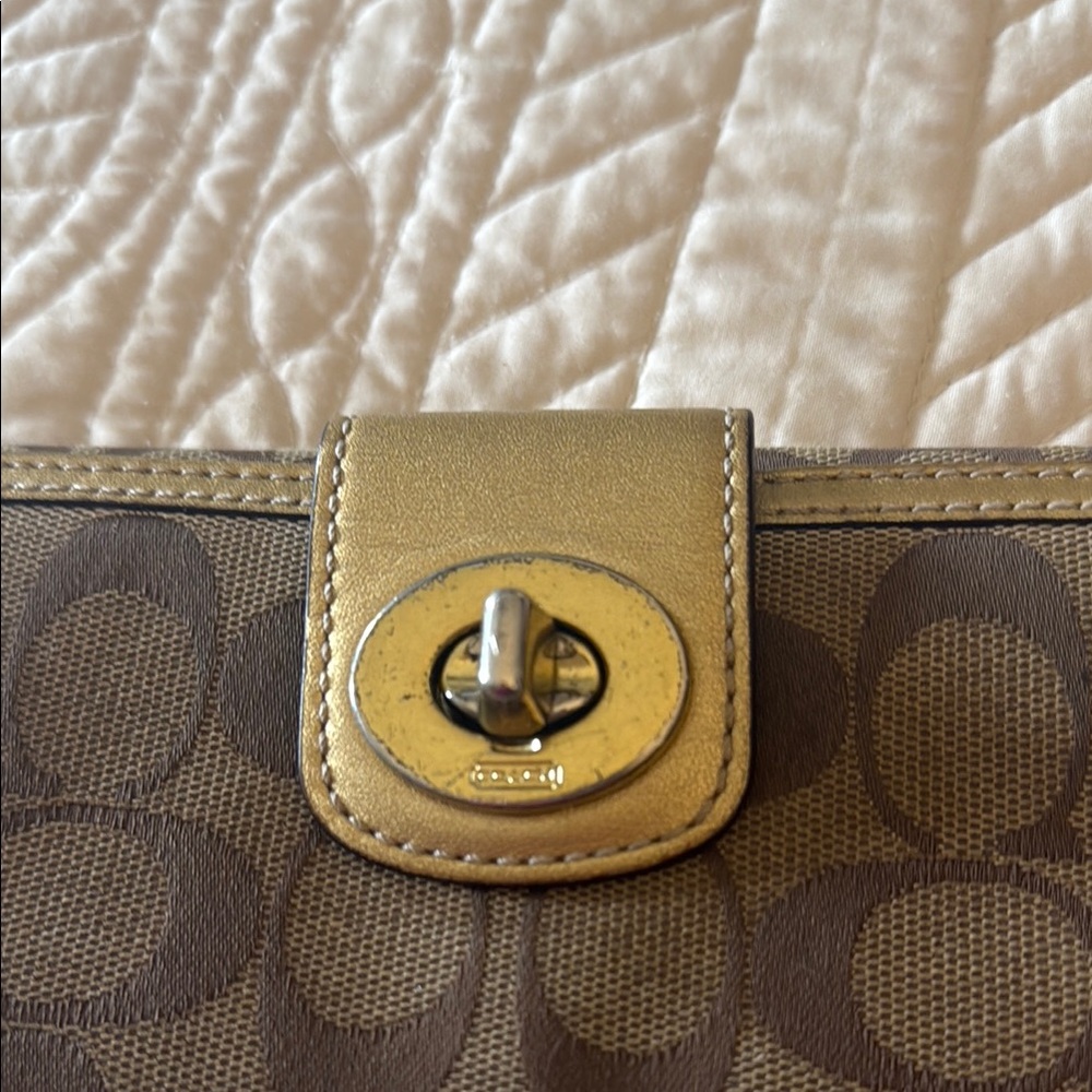 Coach Brown and Gold Wallet - Picture 2 of 6